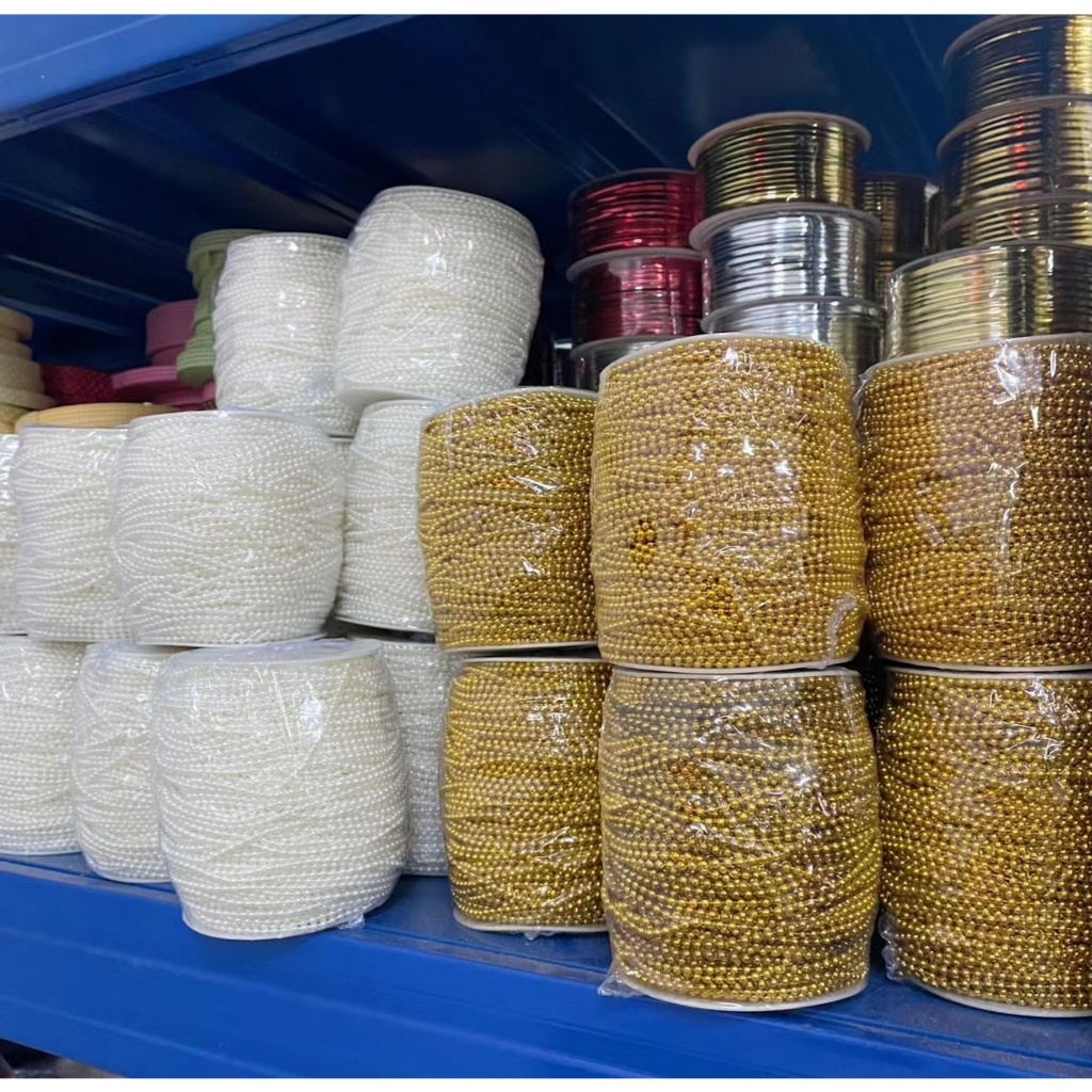 มุกเส้น เงิน ทอง ขาว 3m ขายเป็นม้วนม้วนละ100หลา