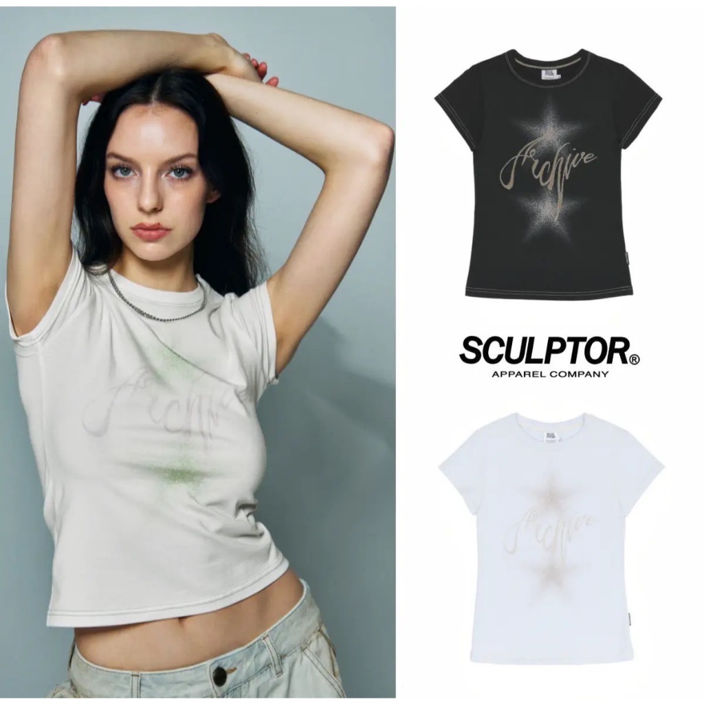 Sculpture Tee  เสื้อยืดคอกลม ทรงเบสิคสุดคิ้วท์  ชนช็อปเกาหลี