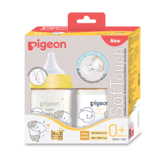 พีเจ้น ขวดนม PPSU โฮวาปีปี้ ขนาด 160 มล. และ 240 มล. แพ็ค X 2 ขวด (คละสี) PIGEON NURSER PPSU WN3 HOWAPIPI 160 ML. X2