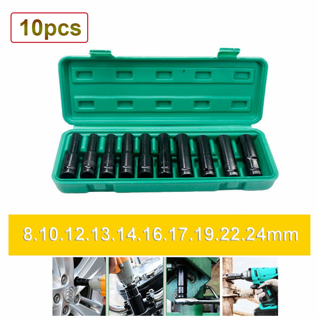 ลูกบล็อกยาว ชุดบล็อก 10 ชิ้น Smart เกรด CRV ลูกบล็อกลม (1/2") รมดำ บล็อก ลูกบล็อค ชุดลูกบล็อกลม ราคาถูก ชุดประแจ