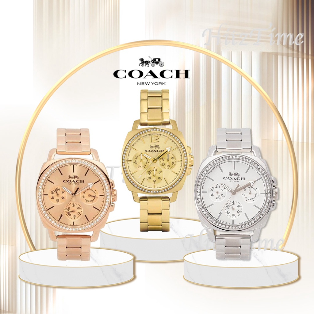 100% genuine 👑 Coach 14503130 14503131 14503129 40mm Women Gold Stainless BOYFRIEND Watch