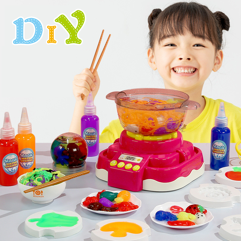 (พร้อมส่ง)ของเล่นหม้อไฟ Water baby เซ็ตหม้อไฟ ของเล่นทำอาหาร ชุดหม้อไฟทะเลเยลลี่น้ำ DIY มีเสียง มีไฟ ตั้งเวลาได้