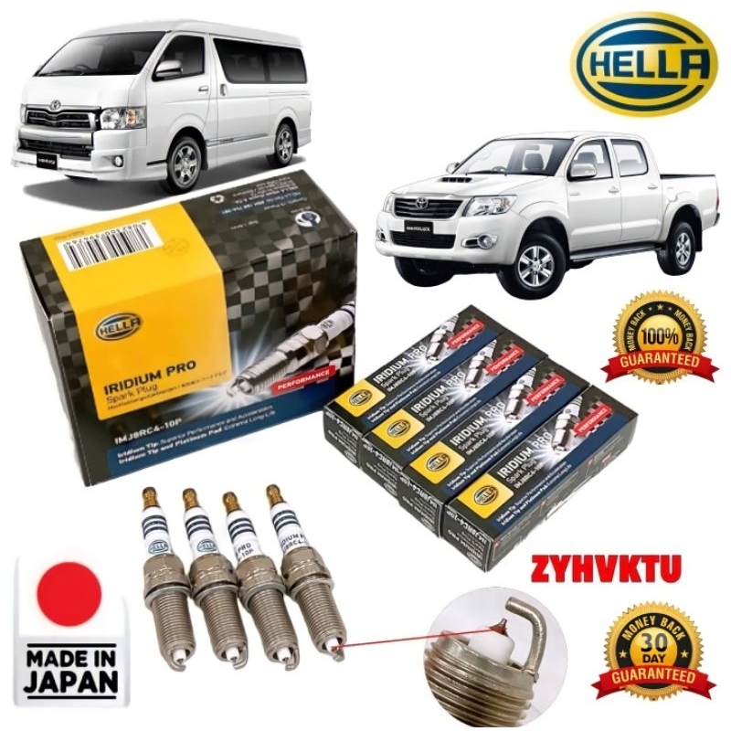 หัวเทียน HELLA IRIDIUM TOYOTA VIGO COMMUTER FORTUNER INNOVA JAZZ HYBRID เครื่องเบนซิน รหัส IMJ8RC-4 