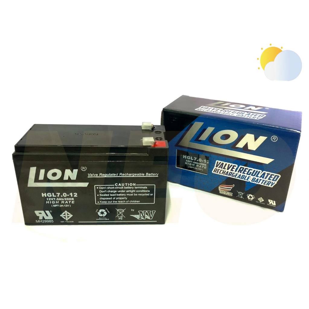แบตเตอรี่ Battery LION 12V-7Ah (HGL12V-7AH) / แบตแห้ง 12V7 / แบตเตอรี่ 12v7 / 12v7ah