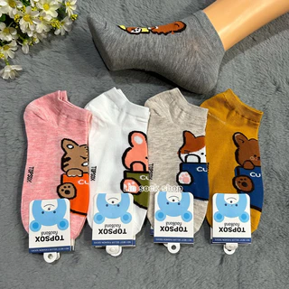 Topsockถุงเท้าข้อสั้นลายการ์ตูน 1แพ็ค10คู่ ขนาดฟรีไซส์ ผู้ใหญ่ ลายน่ารักสีสดใส่ สินค้าคละลาย ผ้าดี ผ้านิ่ม ใส่สบายจ้า