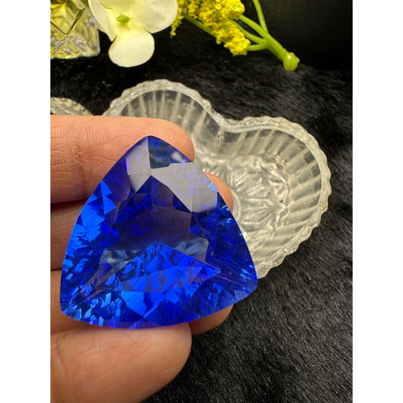 lab Blue Topaz 30x30mm 1 pieces 67 carats Lab quartz