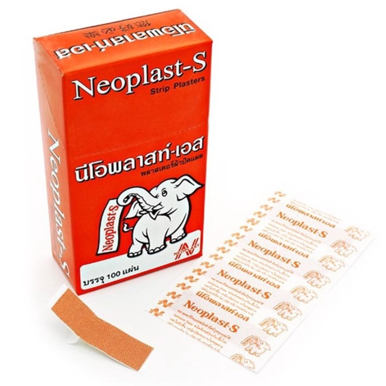 Neoplast-S นีโอพลาสท์-เอส พลาสเตอร์ยา พลาสเตอร์ผ้า ปิดแผล พลาสเตอร์ผ้าปิดแผล สีเนื้อ จำนวน 100 ชิ้น 1 กล่อง