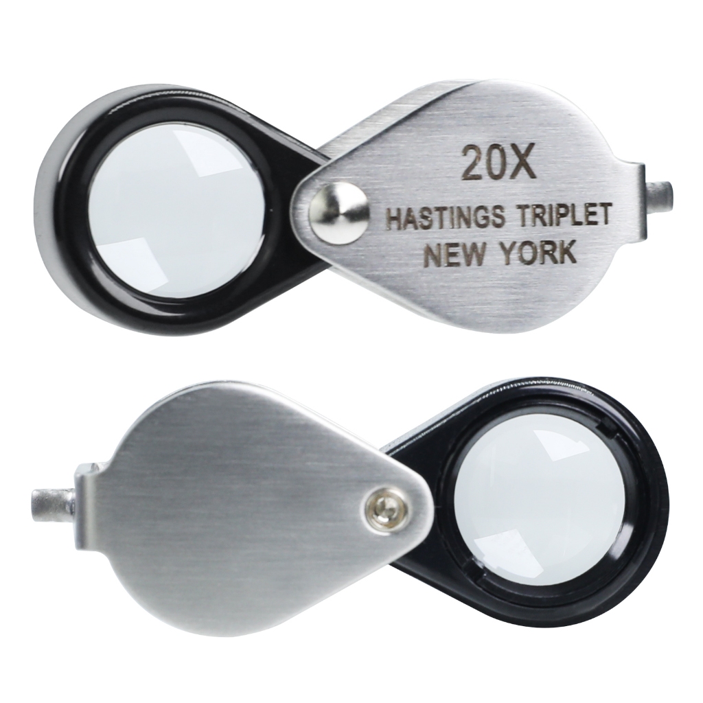 20x การขยาย Hasting เครื่องประดับ MINI Loupe แก้วแสง Triplet เลนส์สแตนเลสสตีลพับกระเป๋าแว่นขยายเครื่องมือแสตมป์และเหรียญ Hobbyists ช่างซ่อมนาฬิกา