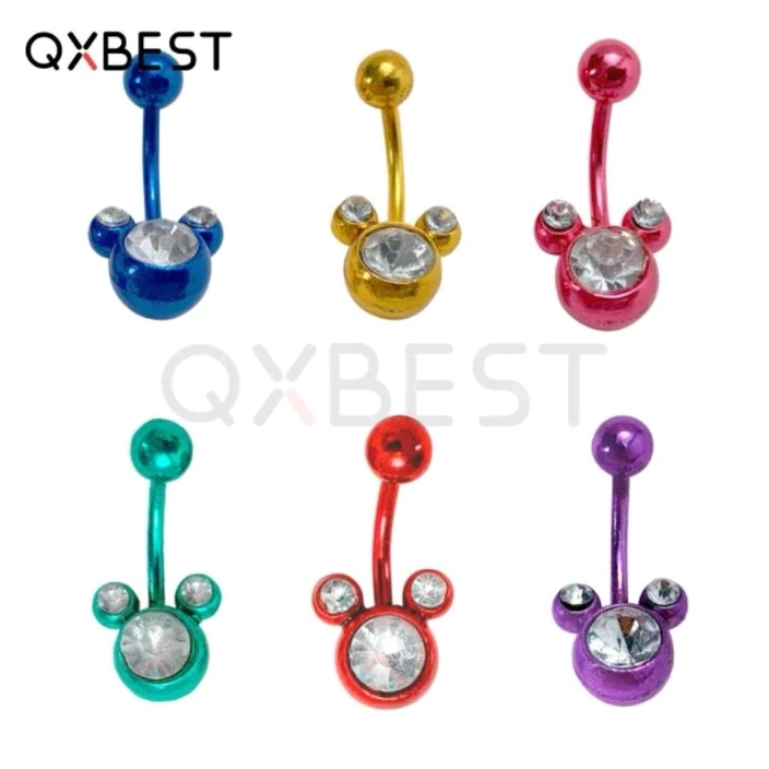 ✪จิวสะดือสแตนเลสแท้ จิวหูสแตนเลสแท้ ✪ Navel with 2 CZ (NV.2CZ)✪ Korean earring navel CZ Stainless Steel ascessories