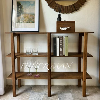 ชั้นวางของ วางหนังสือ ไม้สักเก่า Teakwood book shelf ขนาด 22*120*90cm