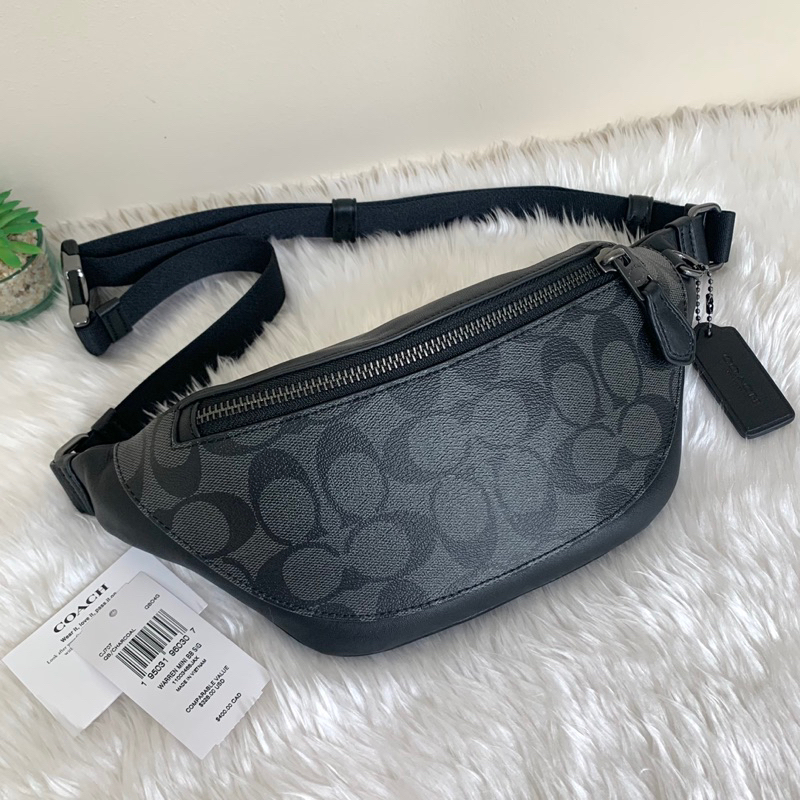 [[พร้อมส่ง📦แท้💯%]] กระเป๋าคาดอก COACH CJ707 WARREN MINI BELT BAG IN SIGNATURE CANVAS