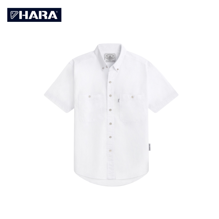 Hara เสื้อเชิ้ต Hara Classic สีขาว สองกระเป๋าพร้อมกระดุมเหล็ก HMGS-901624 (เลือกไซส์ได้)