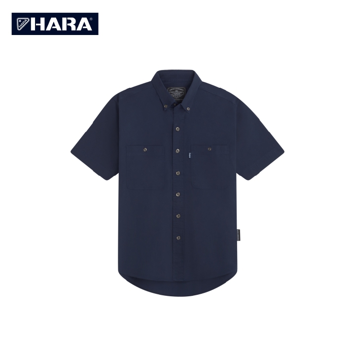 Hara เสื้อเชิ้ต Hara Classic สีกรม สองกระเป๋าพร้อมกระดุมเหล็ก HMGS-901601 (เลือกไซส์ได้)