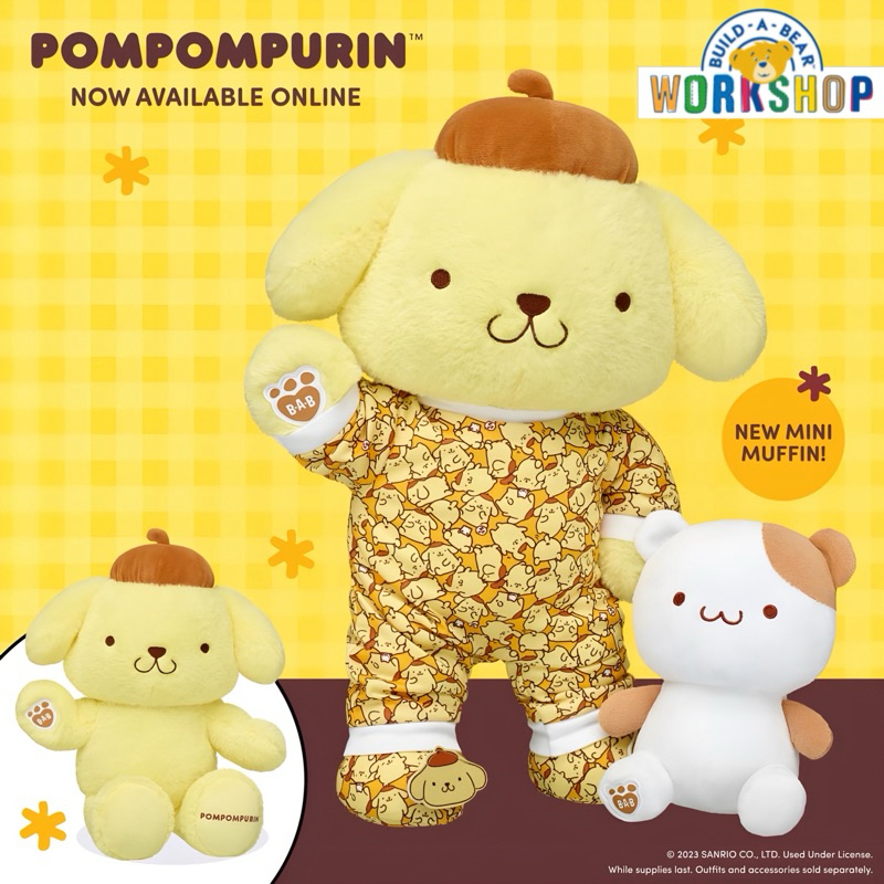 (Pre-Order) ตุ๊กตาปอมปอมปุริน Sanrio Pompompurin บิ้วอะแบร์ Build-A-Bear Workshop สินค้าลิขสิทธิ์แท้ นำเข้าUSA.