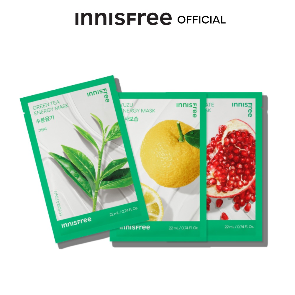 Innisfree Squeeze Energy Mask 22ml. อินนิสฟรี สควีซ เอเนอจี้ มาส์ก 22 มล. มาก์สสูตรวีแกน ผิวแพ้ง่ายใช้ได้