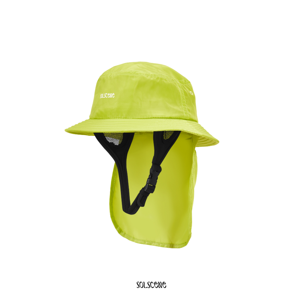 Solscene Surf Hat - Green Lime หมวกเซิร์ฟ มาพร้อมสายรัดคางและผ้าปิดคอ