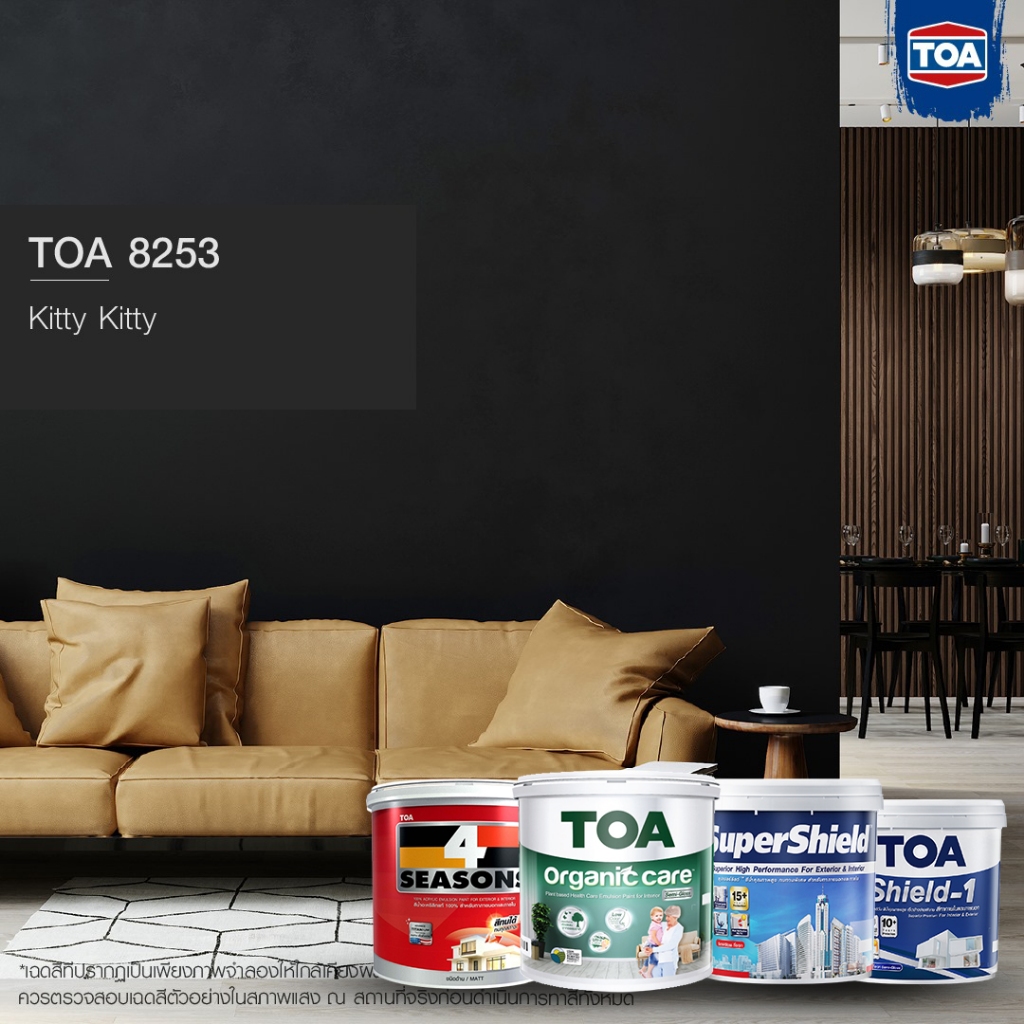 TOA โทนดำ ขนาด 9 ลิตร 8253 ชนิดกึ่งเงา ชนิดเนียน สีทาภายนอก สีทาภายใน สีห้องเกมส์