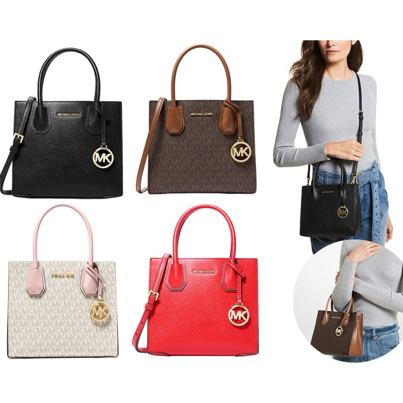 Michael Kors Mercer Medium Messenger Satchel มีสายยาวถอดได้และปรับระดับได้นะคะ