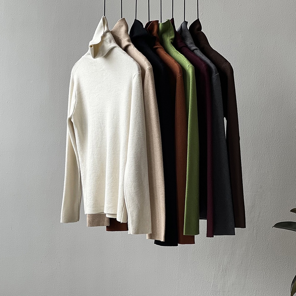 เสื้อคอเต่าไหมพรม G8001 ทอเรียบ มีให้เลือก หลายสี
