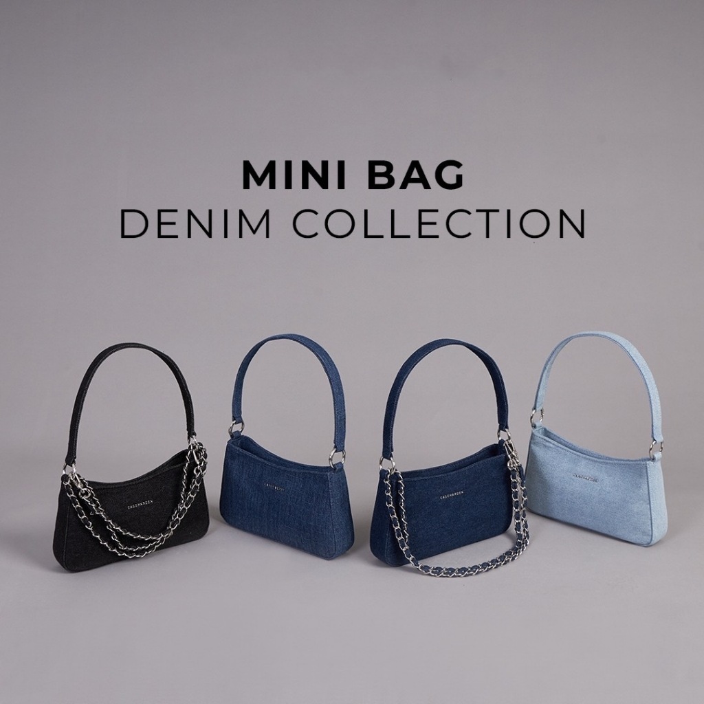 (ใส่โค้ด:30WOW200ลด200.-) Mini Bag [Denim Collection] กระเป๋าทรงพอช ผ้ายีนส์ สาย 3 สาย