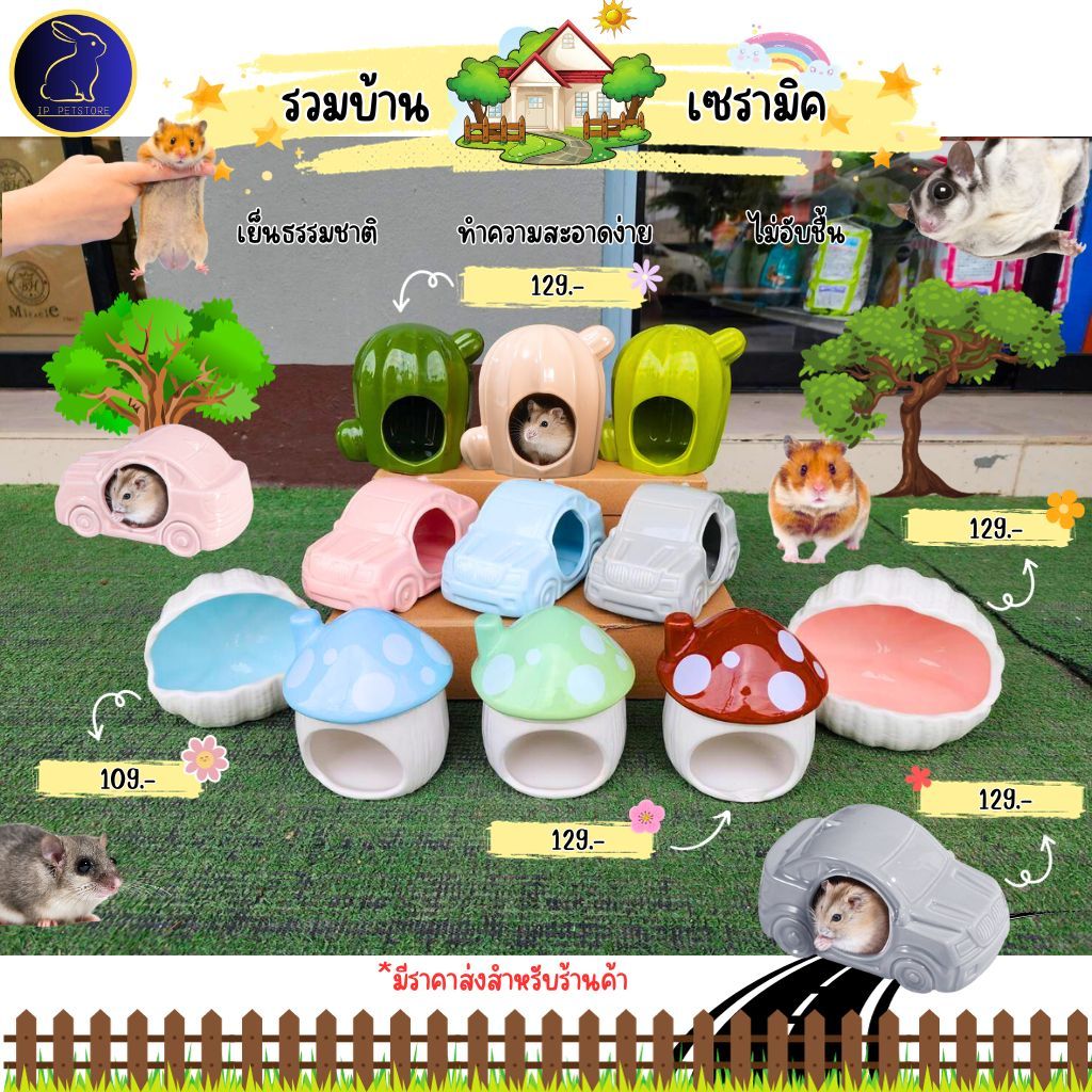 บ้านหนูแฮมสเตอร์ ไจแอนท์ กระรอก ชูก้าร์ไกลเดอร์ ดอร์เม้าส์ บ้านเย็นเซรามิค (IP)