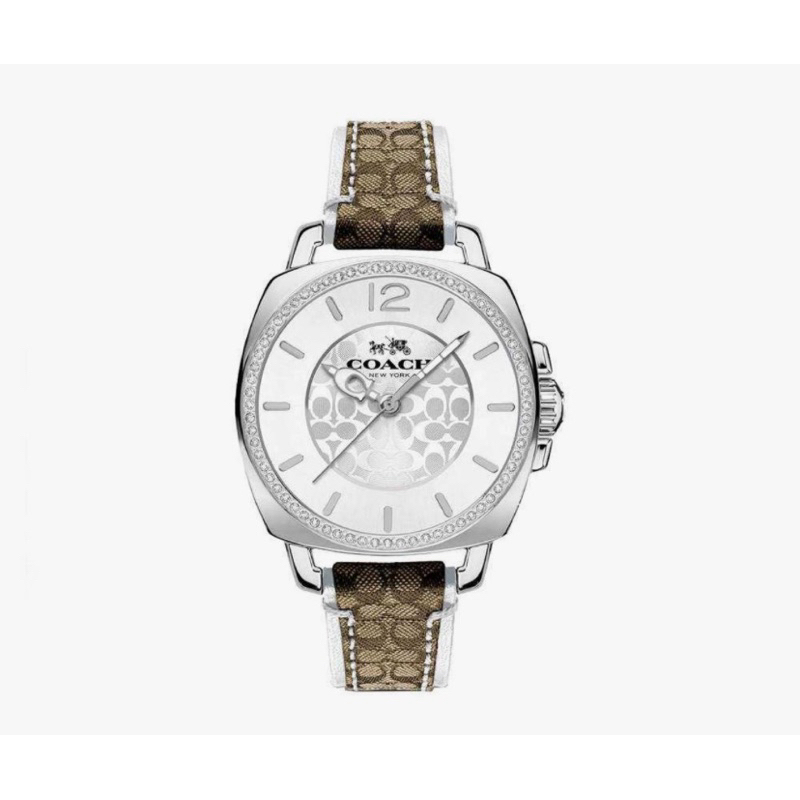 เกี่ยวกับสินค้า นาฬิกา COACH 14503150 WOMEN'S BORFRIEND SIGNATURE FABRIC LEATHER SILVER TONE GLITZ WATCH