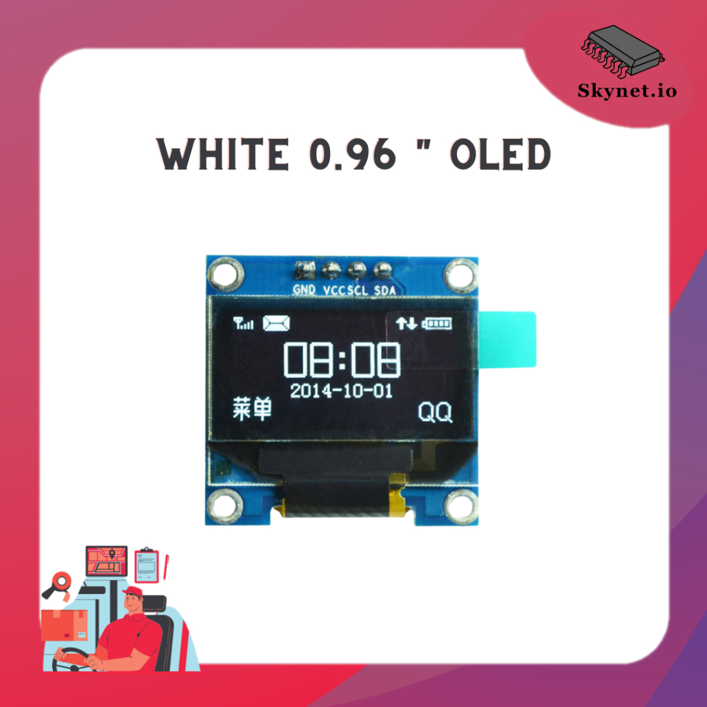 WHITE 0.96 " OLED display module 12864 (I2C)