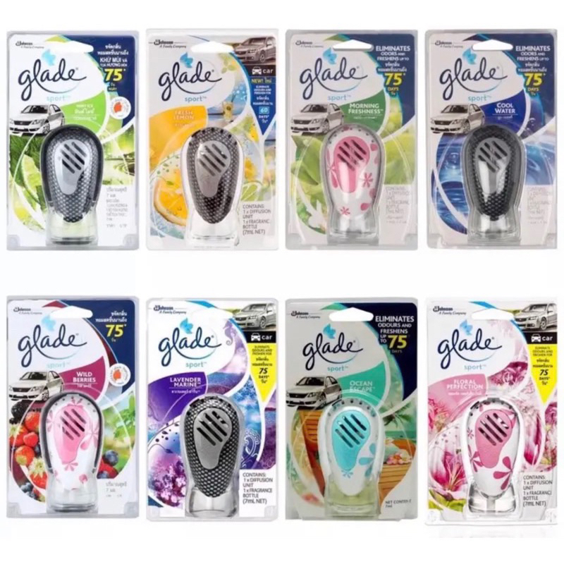 Glade sport เกลด สปอร์ต น้ำหอมปรับอากาศ เกลด น้ำหอมในรถ น้ำหอมติดรถยนต์ มีแบบพร้อมหน้ากากแขวนและรีฟิ