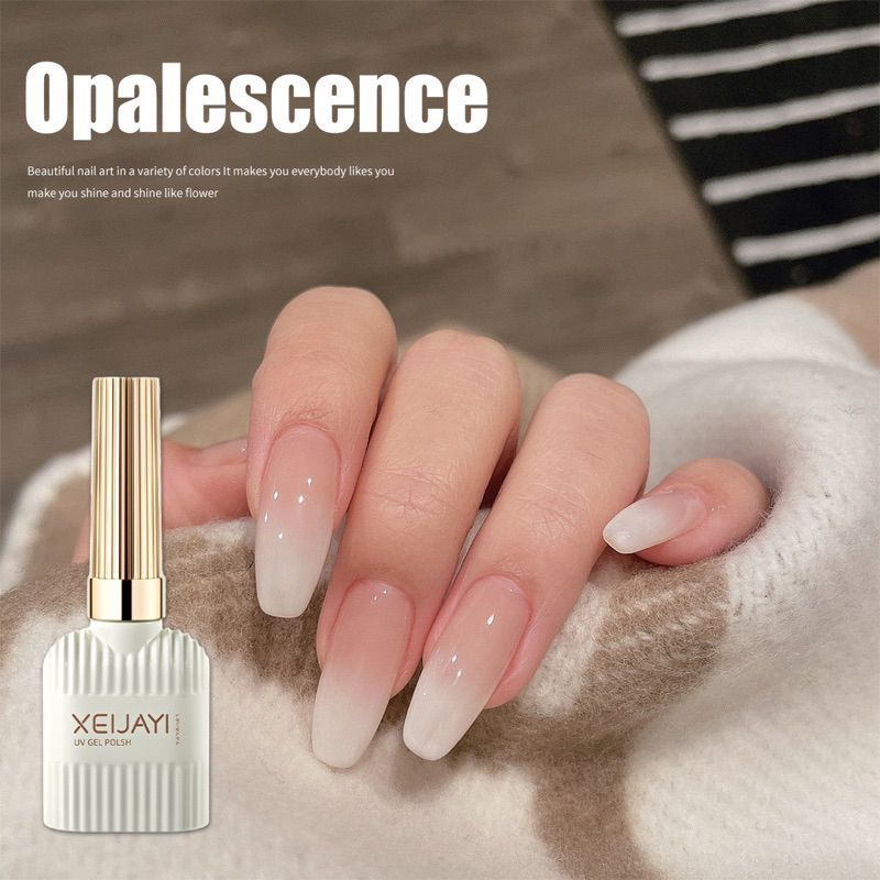 Exijayi 15 ml ยาทาเล็บเจล สีขาวกะทิ ขาวนม สีเจลดำโปร่งใส