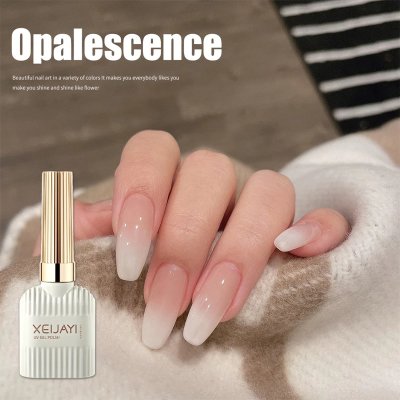 Exijayi 15 ml ยาทาเล็บเจล สีขาวกะทิ ขาวนม สีเจลดำโปร่งใส
