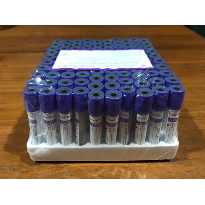 EDTA K3 Vacuum Blood Collection Tube/หลอดสูญญากาศ EDTA K3 ขนาด 3ml.