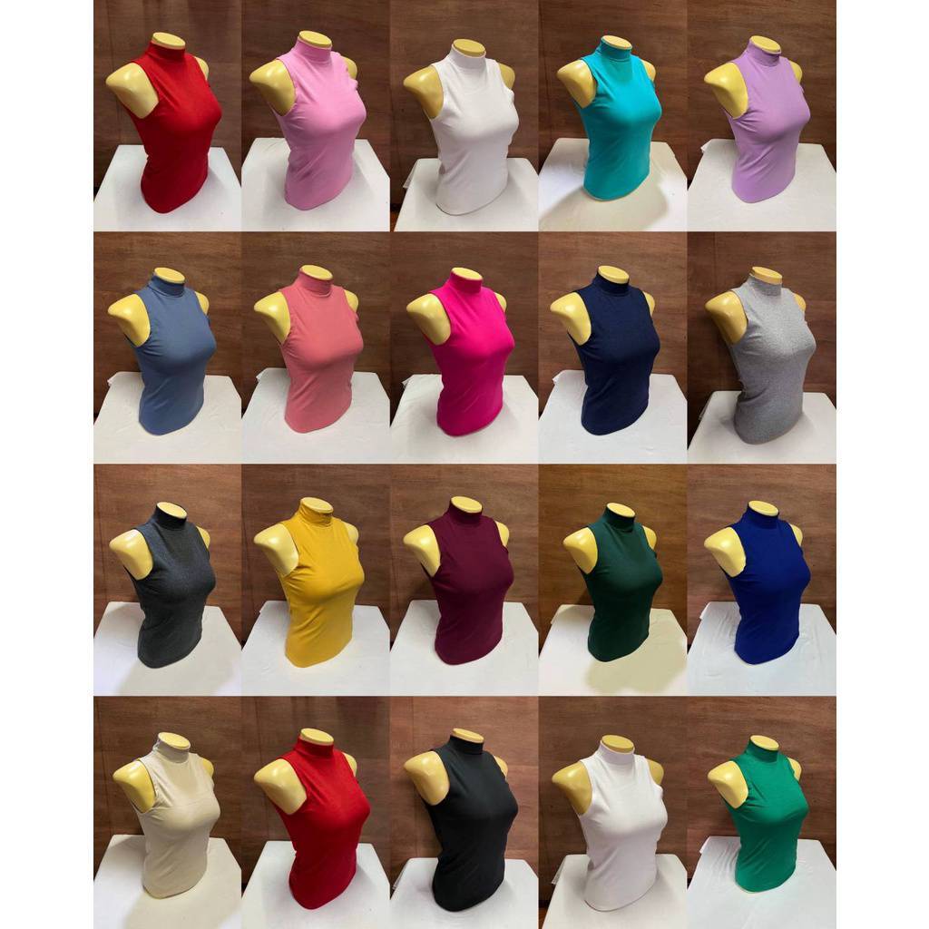 เสื้อคอเต่าแขนกุด เต็มตัว (ผ้าคอตตอน) เสื้อยืดคอเต่าแขนกุด เต็มตัว สีพื้น ทรงสวย - รูปที่ 7