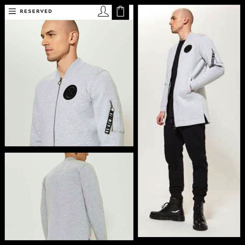 เสื้อแจ็คเก็ตReserved long zip up sweatshirt with patches Jacket