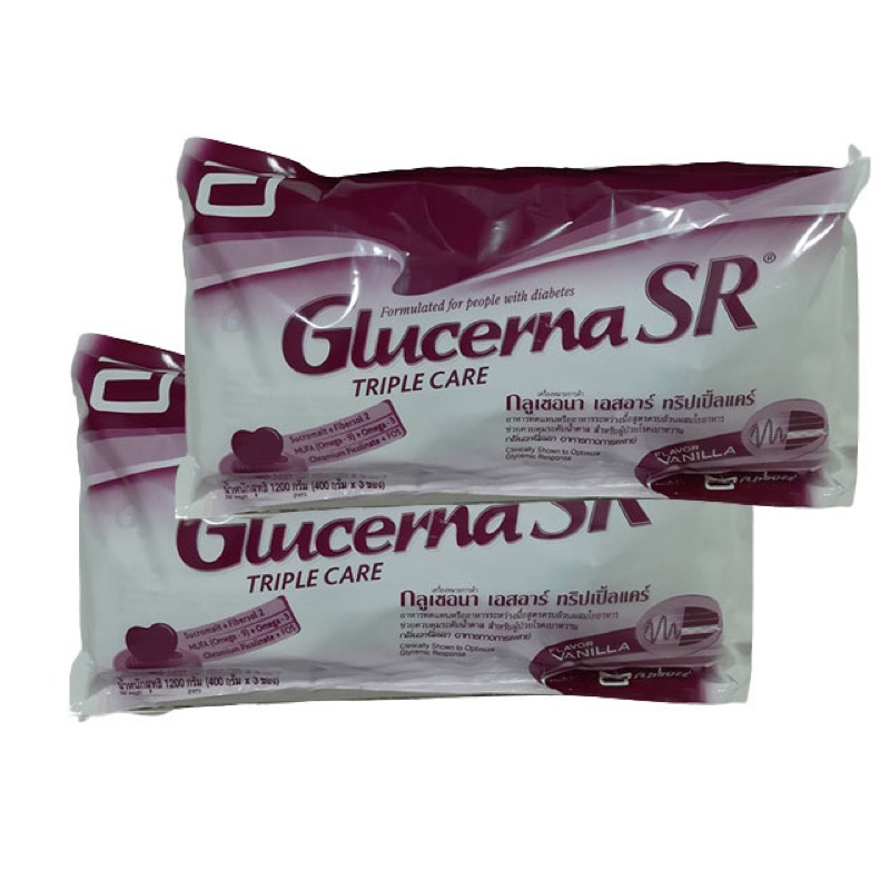 Glucerna SR กลูเซอนา เอสอาร์ วานิลลา แบบถุงเติม 1200 กรัม (400 กรัม x3) Glucerna SR Vanilla 1200g (4