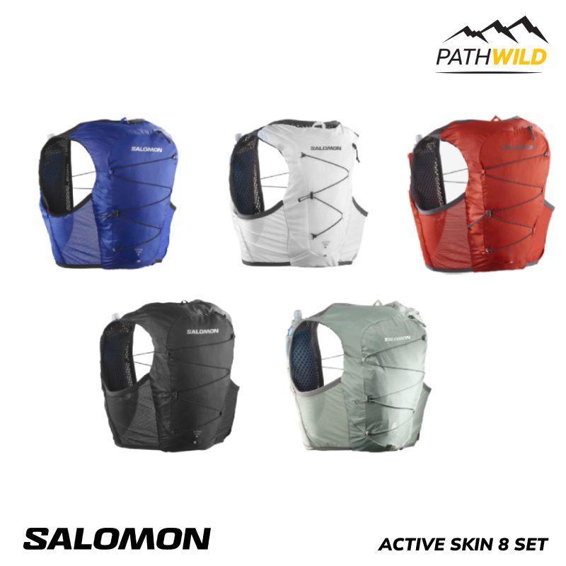 SALOMON ACTIVE SKIN 8 SET เป้น้ำสำหรับวิ่งเทรล หยิบของง่าย ช่องเก็บของเป็นสัดส่วน แนบกระชับ คล่องตัว เคลื่อนไหวสะดวก