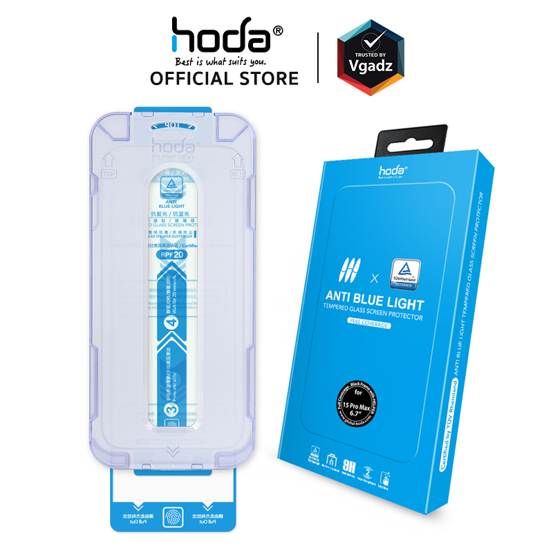 Hoda ฟิล์มกระจกสำหรับ iPhone 16/ 15/ 16 Plus/ 15 Plus/ 15 Pro/ 15 Pro Max รุ่น Glass Protector Blue Light Filter(BLC)
