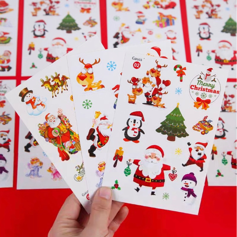 สติ๊กเกอร์ซานตร้า สติ๊กเกอร์คริสต์มาส ขนาด 10x15 cm สีสันสดใส มีให้เลือก 4 แบบ สติ๊กเกอร์เด็ก ของเล่นวันคริสต์มาส