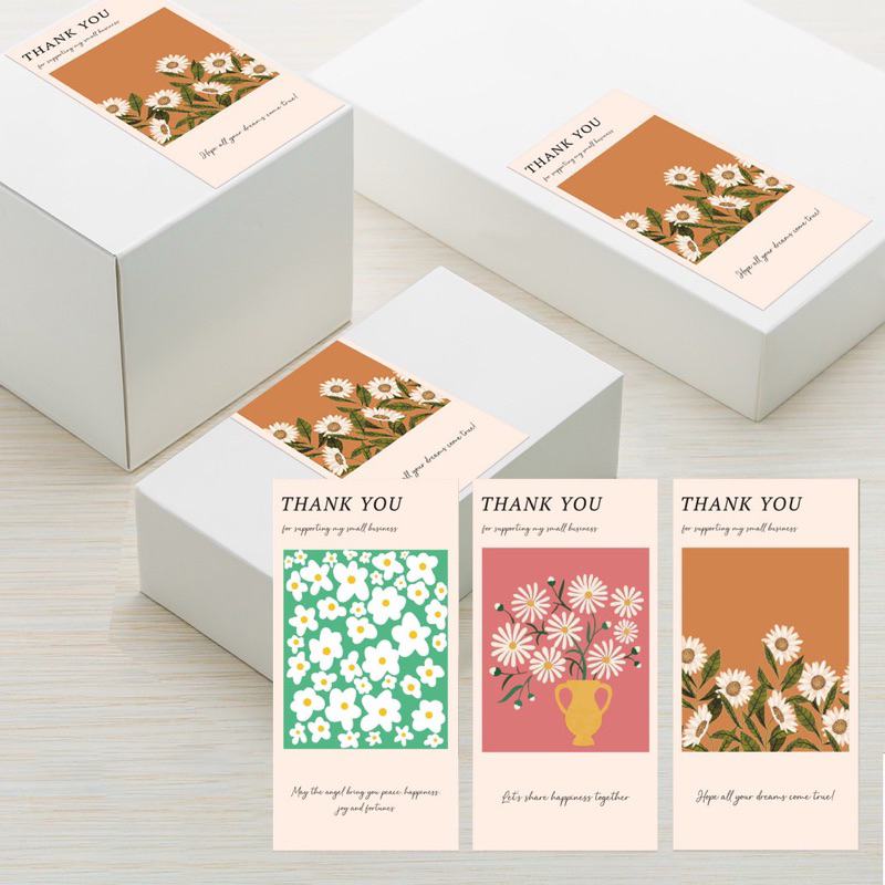 ❣️พร้อมส่ง❣️【50ดวง/แพ็ค】  Thank you Stickers สติ๊กเกอร์ขอบคุณ ขนาด 10*5 ซม.