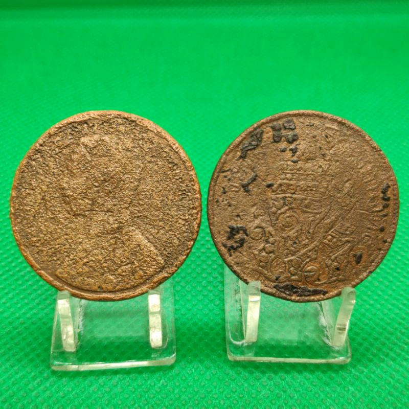 เหรียญหนึ่งเซี้ยว-เสี้ยว๔อันเฟื้องสมัยรัชกาลที่5(ขายเหมา2เหรียญคู่)เหรียญเก่าน่าสะสมของที่ระลึกหายาก