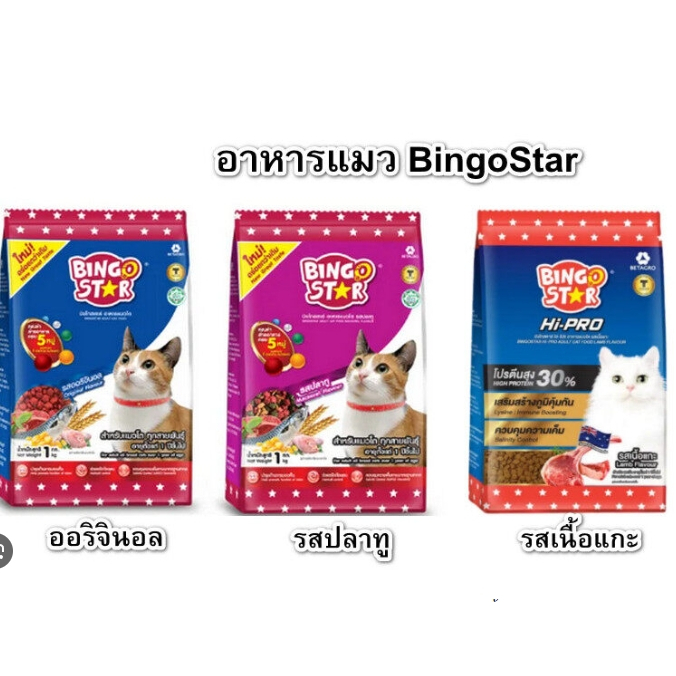 BINGO STAR  อาหารแมวบิงโกสตาร์ แมวโต 1Kg