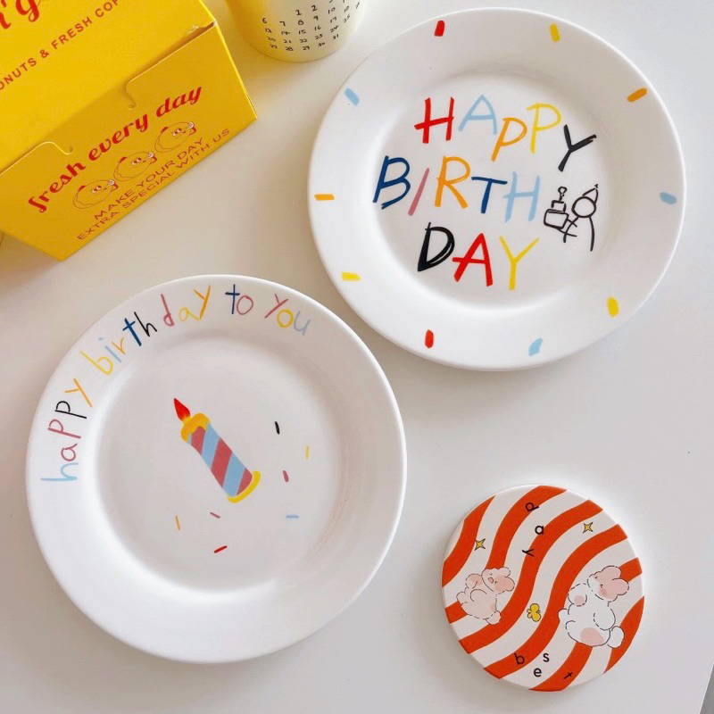 พร้อมส่ง จาน HAPPY BIRTHDAY จานวันเกิด สไตล์เกาหลี 14030