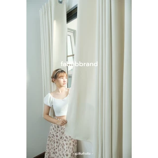 ผ้าม่านทึบ กันแสง สีครีม "พร้อมส่ง1วัน" ภาพงานจริง เนื้อผ้าสวย หนา ไร้รอยต่อ (ห่วงตาไก่) หน้าต่าง-ประตู @fabebbrand