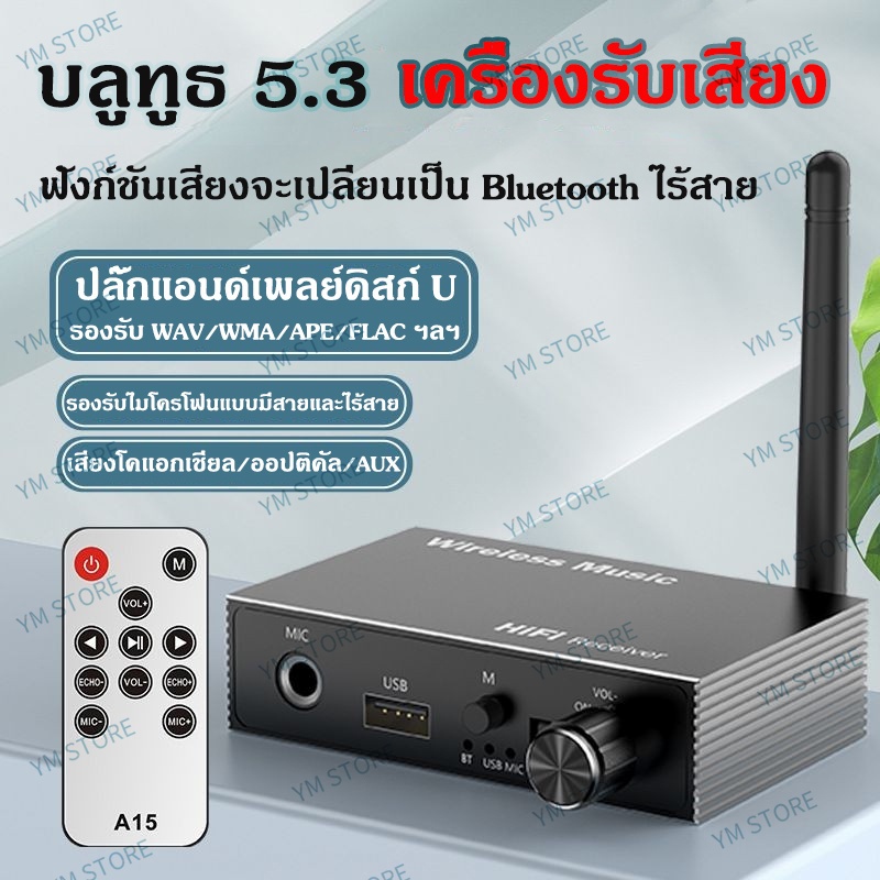 5.3 Fiber Coaxial Bluetooth Audio Receiver เก่าเครื่องขยายเสียงลำโพง 6.5 ไมโครโฟนคาราโอเกะ U Disk（RS1)
