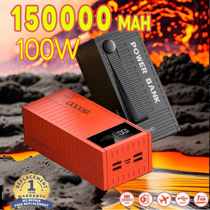 [ขายตรงจากโรงงาน] Power bank 150000mah 100w แบตเตอรี่สำรองชาร์จเร็วพลังงานมือถือสำรองพลังงานมือถือ