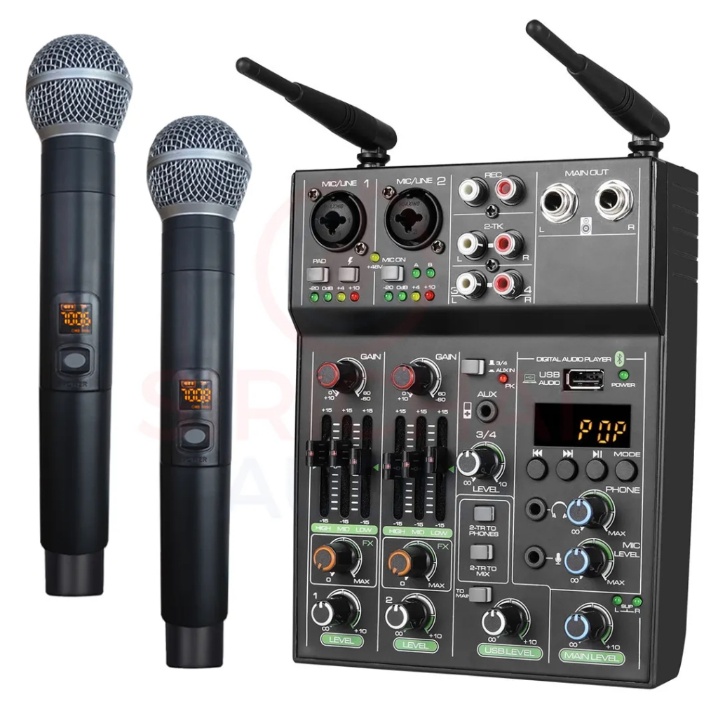MIXER microphone TADA รุ่น MX220 มิกเซอร์+ไมค์ลอย(คู่)