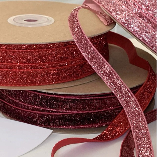 ริบบิ้นกำมะหยี่กากเพชร (1 cm)