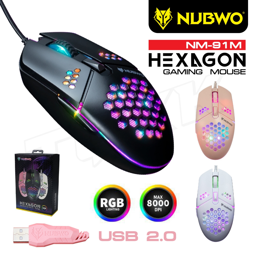 Nubwo เมาส์เกมมิ่ง รุ่น  NM-91M  เม้า Gaming Macro Mouse เมาส์ มาโคร LED ของแท้ พร้อมส่ง