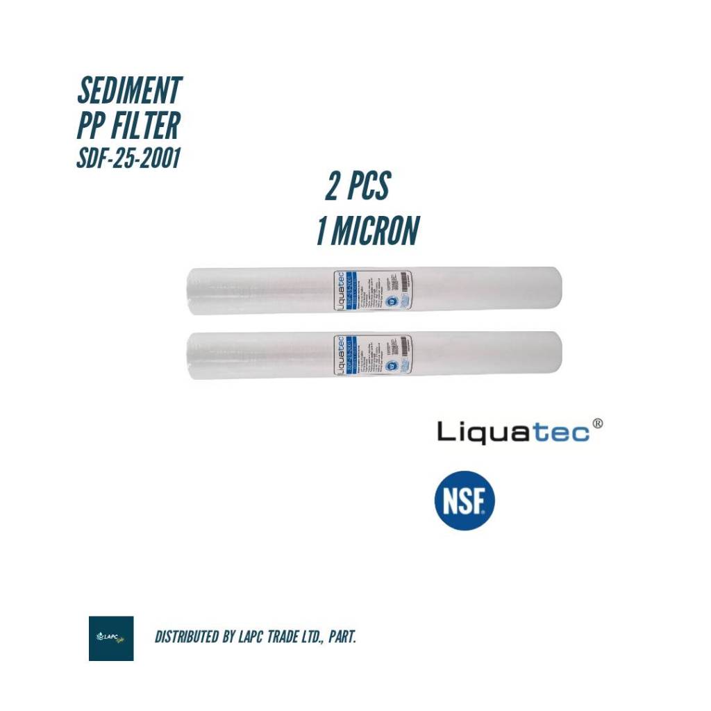 Liquatec ไส้กรองน้ำดื่ม PP ขนาด 20 นิ้ว ความละเอียด 1 ไมครอน (µm) จำนวน 2 ชิ้น