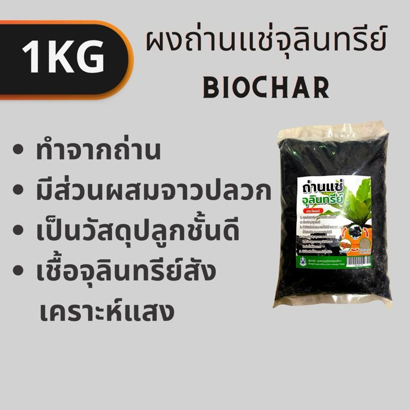 1kg. BIOCHAR SOIL BOOSTER ถ่านแช่จุลินทรีย์มีส่วนผสมเชื้อจาวปลวกและจุลินทรีย์สังเคราะห์แสง