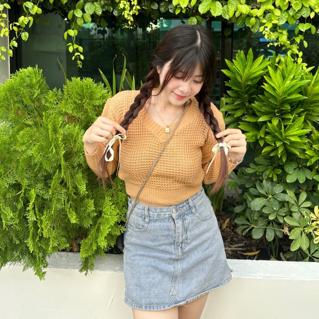 PIN135 เสื้อกันหนาว คอวีไหมพรม B-048-3-AAA